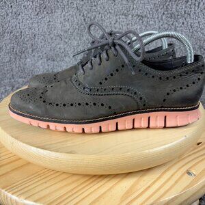 Cole Haan Zerogrand Suede Wingtip Mens Size 8 Casual Shoe Magnet Sunset Lace Up
